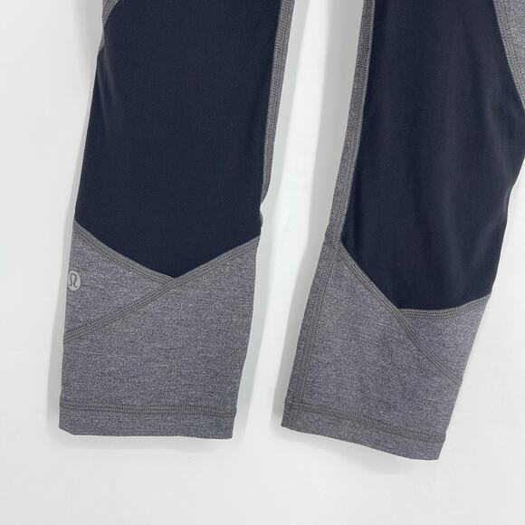 Lululemon Pace Rival Crop 22" Leggings Heathered Black Size 4 - Picture 4 of 9